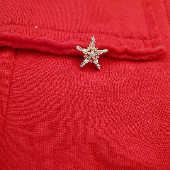 Yellow Gold Round & Baquette DIAMOND Starburst Pendant. Stamped 14K. - Picture 4 of 16